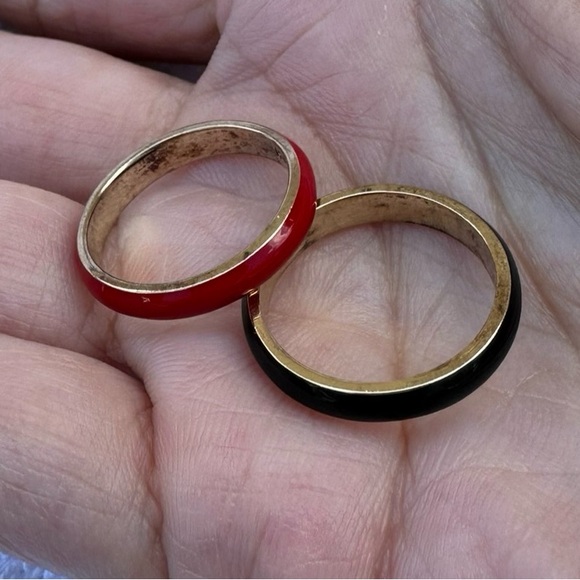 Incredible price! Pair of RARE Hidalgo enamel and gold-over-sterling bands - Picture 2 of 6